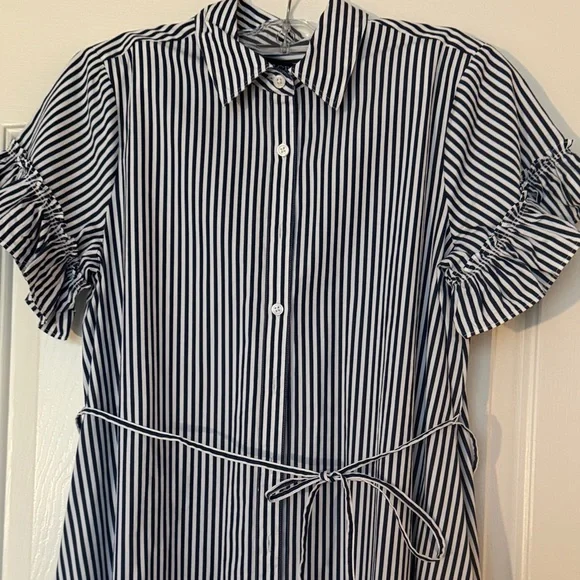NWOT- J. Crew Navy and White Striped Button-Front Maxi Dress - Picture 6 of 7
